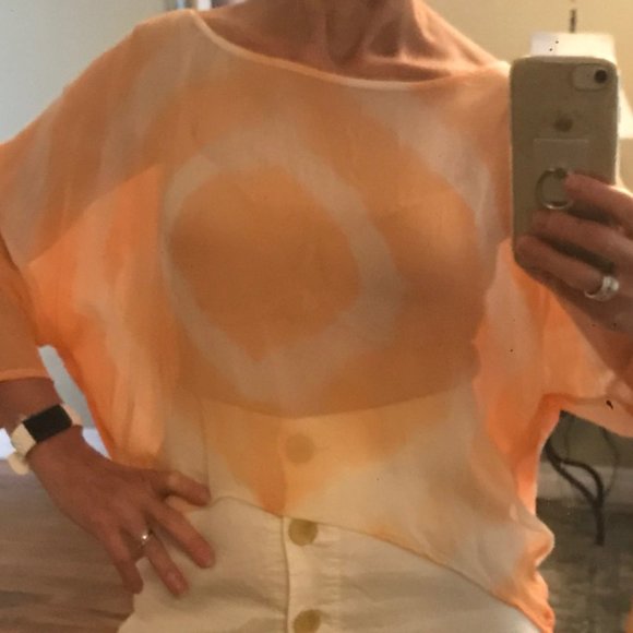 Olivaceous Tiedye Silk Top - Picture 3 of 4